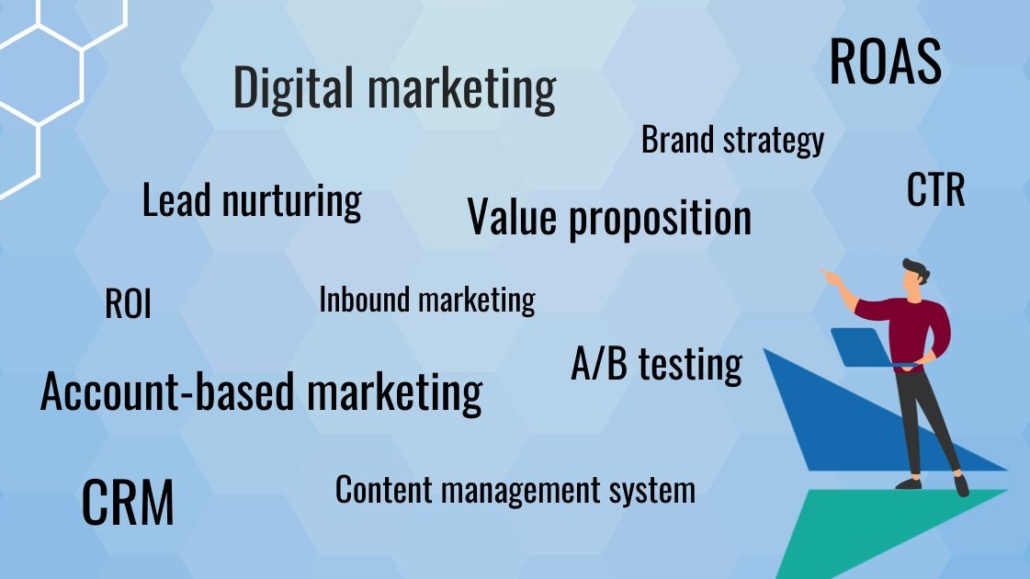 In this picture we can read some of the most used marketing terms